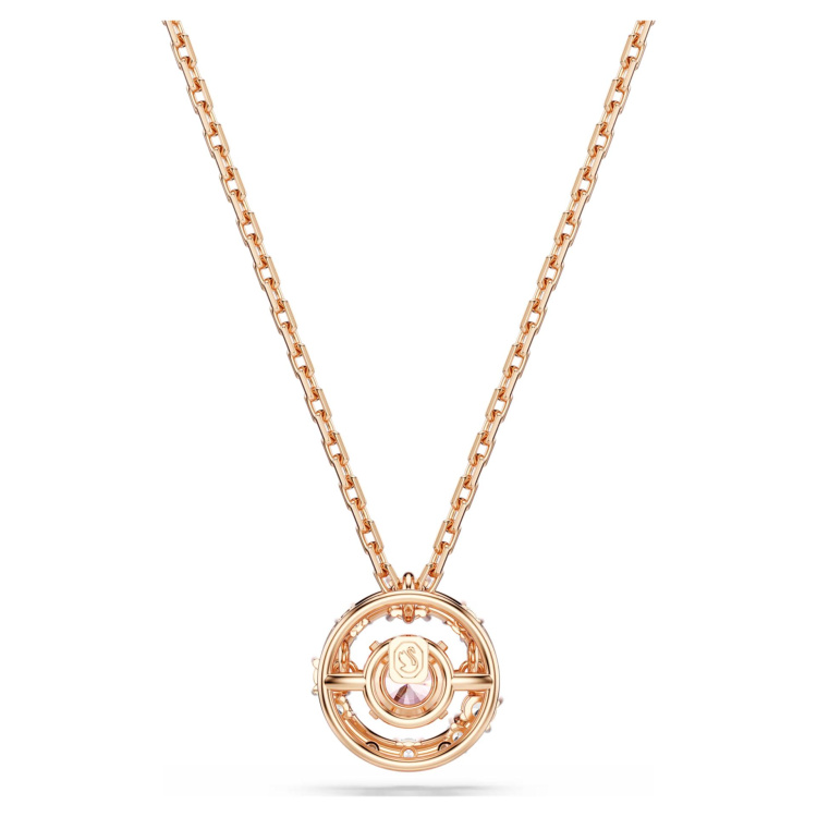 Constella pendant Round cut, Dancing stone, Pink, Rose gold-tone plated